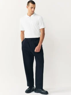 Ecru wit - Smart poloshirt met textuur en rits