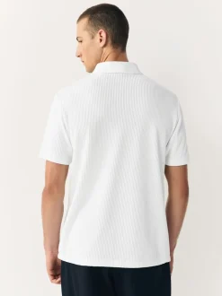 Ecru wit - Smart poloshirt met textuur en rits
