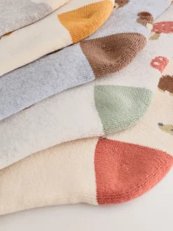 Ecru Woodland Animals - Set van 5 Cosy Terry sokken met hoog katoengehalte