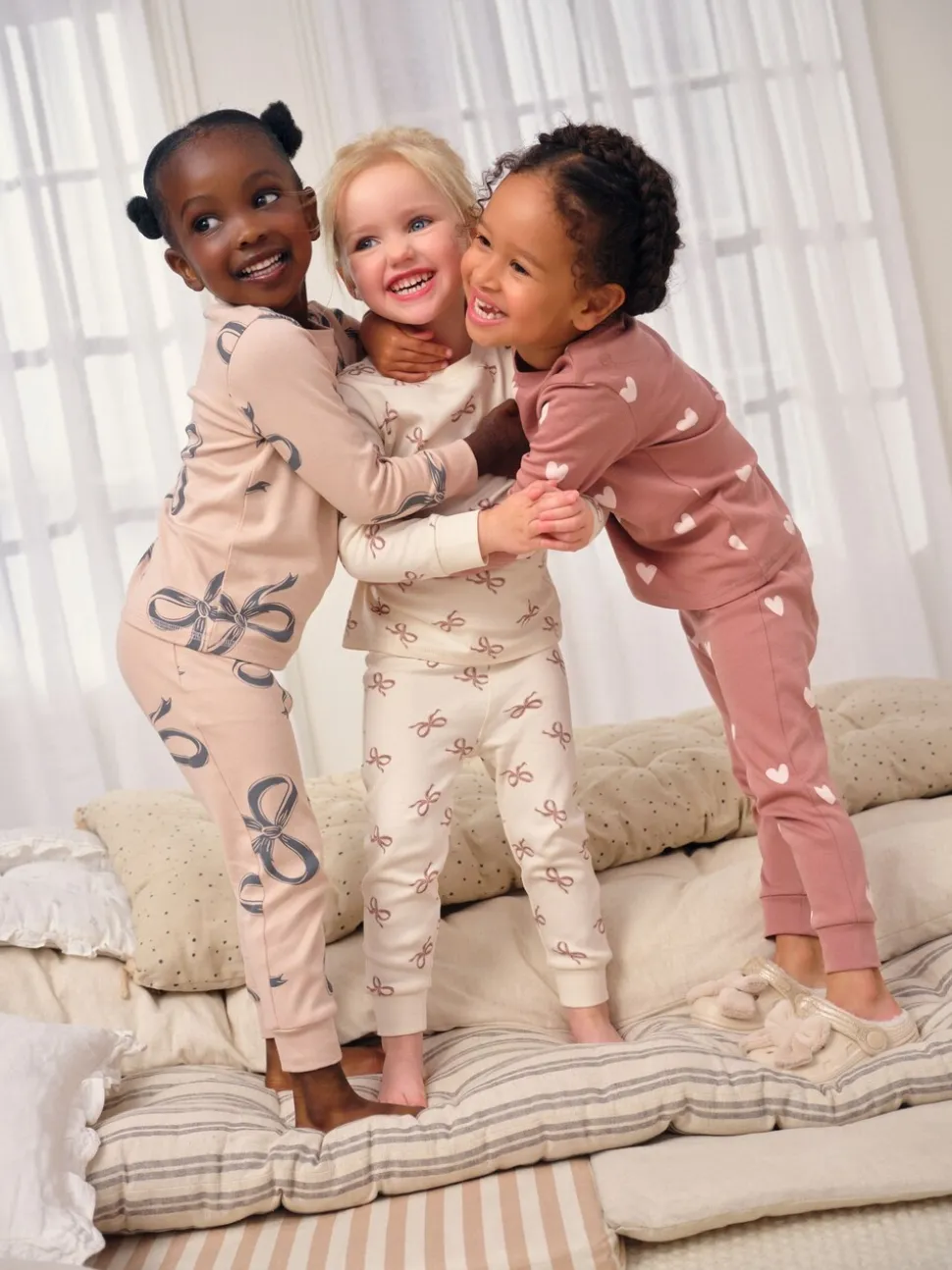 Ecru/Bruin Strikprint - Verpakking van 3 knusse pyjama's (9 mnd-12 jr)