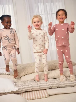 Ecru/Bruin Strikprint - Verpakking van 3 knusse pyjama's (9 mnd-12 jr)