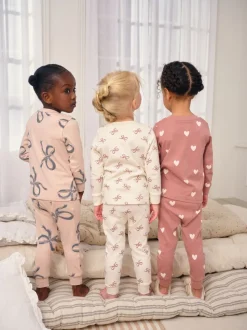 Ecru/Bruin Strikprint - Verpakking van 3 knusse pyjama's (9 mnd-12 jr)