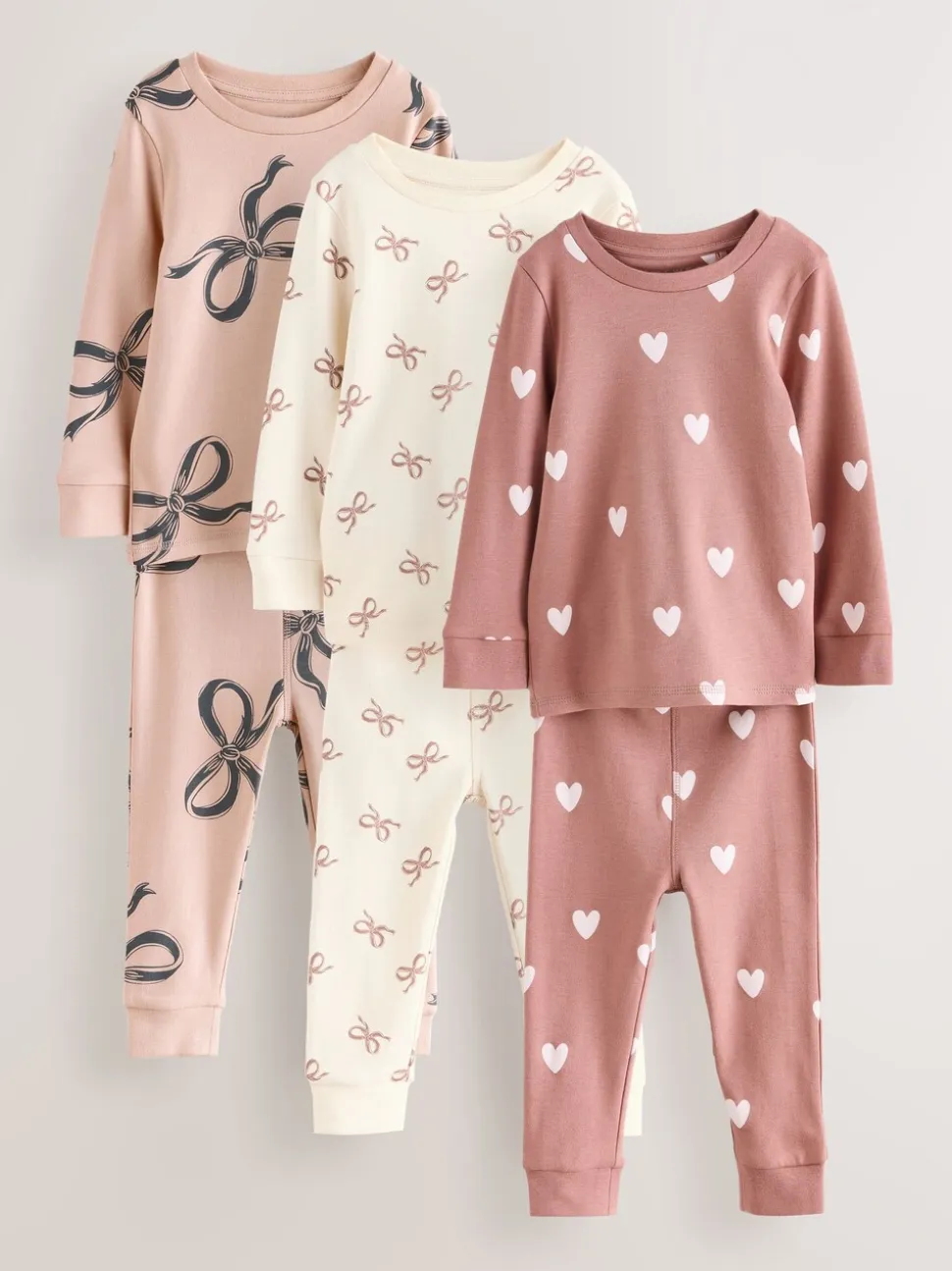 Ecru/Bruin Strikprint - Verpakking van 3 knusse pyjama's (9 mnd-12 jr)