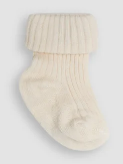 Ecru-crème - JoJo Maman Bébé Baby Geribbelde Sokken 3 Pak