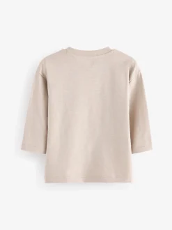 Ecru-crème - Semi-effen T-shirt met lange mouwen (3mnd -7jr)