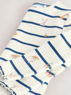 Ecru/Marineblauw gestreept Character - Geribbeld T-shirt met lange mouwen (3mnd-7jr)