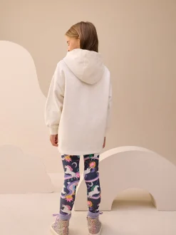 Ecru/marineblauw met eenhoorn - Set van hoodie en legging met grafische print (3-16jr)