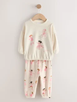 Ecru/roze ballerina - Behaaglijke fleece pyjama (9 mnd-10 jr)