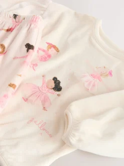 Ecru/roze ballerina - Behaaglijke fleece pyjama (9 mnd-10 jr)