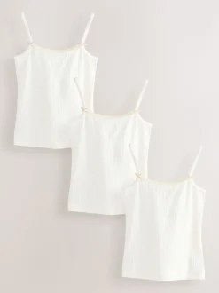 Ecru/roze streep - Set van 3 camihemdjes met textuur en bandjes (1,5-16jr)