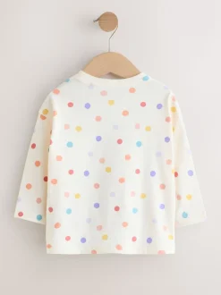 Ecru-wit met regenboog - Long Sleeve Bag Top (3mths-7yrs)