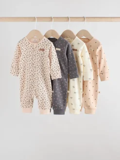 Eenkleurig luipaard en kers - Verpakking van 4 Baby pyjama's met tweewegrits en Print (0mnd -3jr)