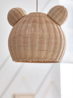 Eenvoudig te monteren lampenkap van rotan met teddybeervorm