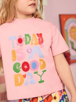 Eleanor Bowmer roze Today Is A Good Day 100% katoenen jersey set