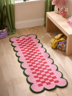 Eleanor Bowmer Scallop Checkerboard Wool Tufted Runner