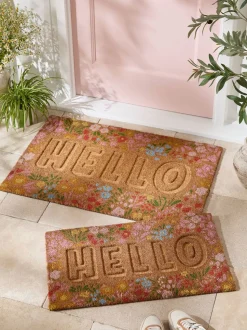 Embossed Floral Coir Doormat