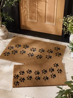 Embossed Paw Print Coir Doormat