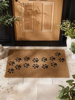 Embossed Paw Print Coir Doormat