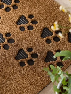 Embossed Paw Print Coir Doormat