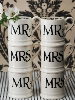 Emma Bridgewater Set of 2 Toast Mrs & Mrs 1/2 Pint Mugs Boxed