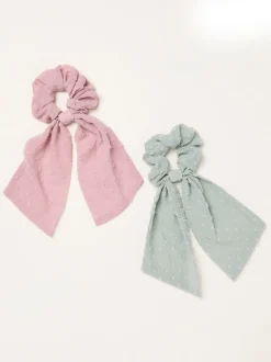 FatFace 2 Pack Dobby Tie Scrunchies