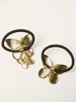 FatFace 2 Pack Metal Butterfly Hair Ties
