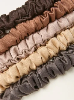 FatFace 5 Pack Plain Satin Scrunchies