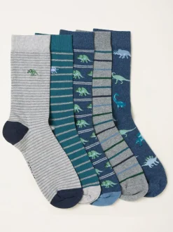 FatFace 5 Pairs of Dinosaur Socks