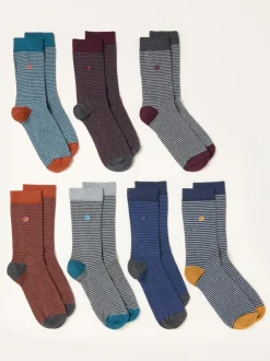 FatFace 7 Pairs of Fine Stripe Socks