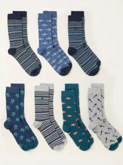 FatFace 7 Pairs of Sealife Socks