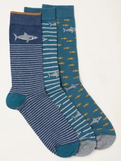 FatFace 3 Pairs of Shark Socks