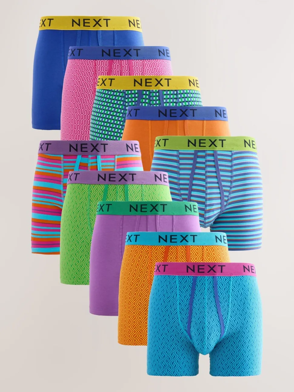 Felblauw/Oranje stip - Verpakking van 10 - Boxershorts met A-voorkant