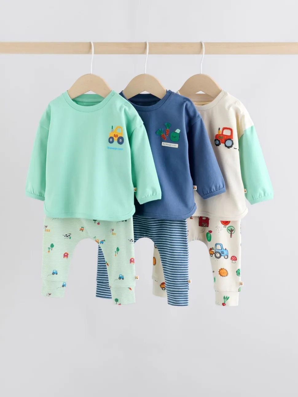 Felgekleurd met boerderijprint - Tops en Leggings 6 -delige babyset (0mnd-3jr)