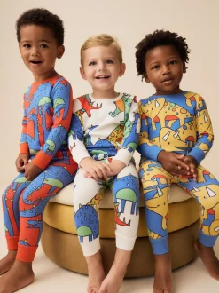 Felkleurig met dinosaurusprint - Verpakking van 3 knusse pyjama's (9 mnd-10 jr)