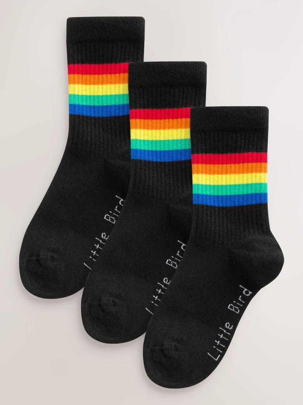 Felle regenboogkleuren - Little Bird by Jools Oliver set van 3 paar tubesokken met strepen