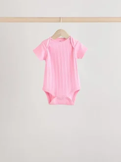 Felroze - 5 Babyrompertjes met korte mouwen