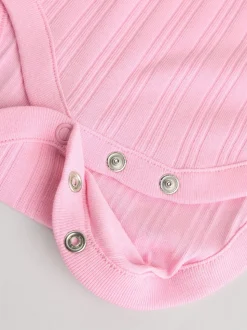Felroze - Set van 5 babyrompertjes met lange mouwen
