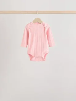 Felroze - Set van 5 babyrompertjes met lange mouwen