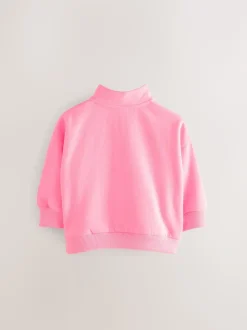 Felroze - Sweatshirt met kwartrits (3mnd -7jr)