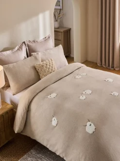Fleece tufted dekbedovertrek en kussensloopset Hamish