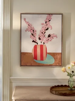 Floral Vase Handpaint Detail Framed Wall Art