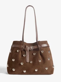 Friends Like These Faux Suede Studded Tote Bag
