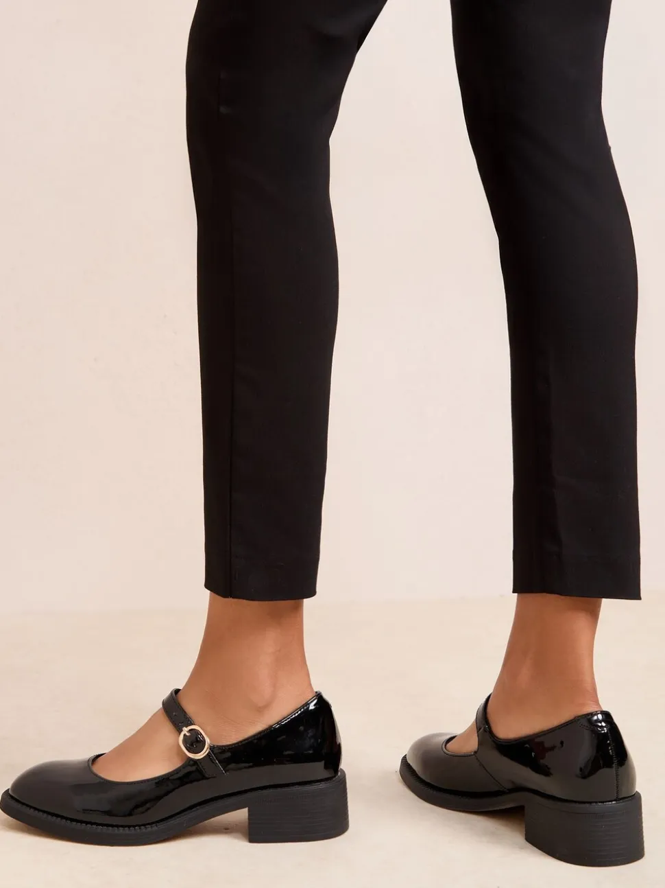 Friends Like These Low Block Heel Buckle Patent Faux Leather Maryjane Shoes