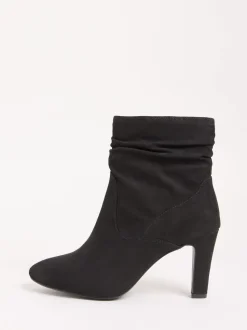 Friends Like These Mid Heel Ruched Faux Suede Ankle Boots