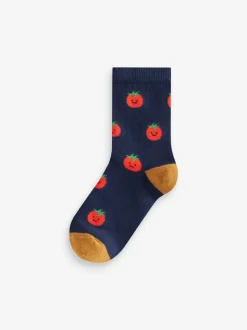 Fruit- en groentenprints - Verpakking van 5 paar Character sokken met hoog katoengehalte