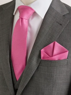 Fuchsia - Set met textuurrijke stropdas en pochet
