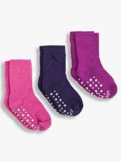 Fuchsia-roze - Jojo Maman Bébé - Set van 3 paar extra dikke sokken