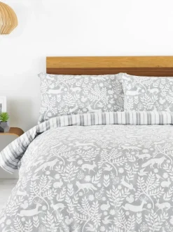Furn Kerstmis Scandi Woodland 100% geborsteld katoenen Dekbedovertrek- en kussensloop Set