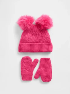 Gap Pom Beanie and Mittens Set