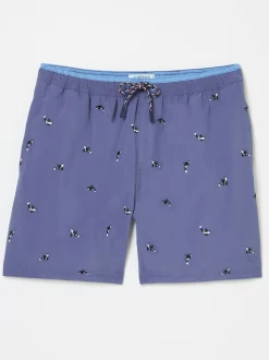Geborduurde walvis in marineblauw - FatFace - Zwemshort
